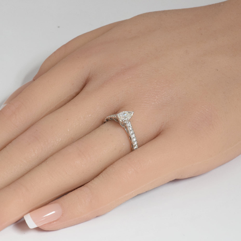 SPECIAL!.71ct G SI 14K White Gold Pear Shape Diamond Engagement Ring Size 6.5