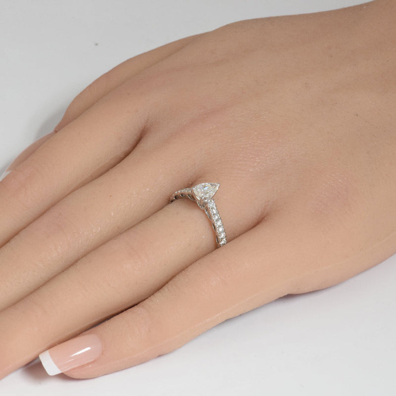 SPECIAL!.71ct G SI 14K White Gold Pear Shape Diamond Engagement Ring Size 6.5
