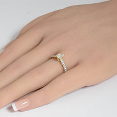 SPECIAL!.71ct G SI 14K Yellow Gold Pear Shape Diamond Engagement Ring Size 6.5