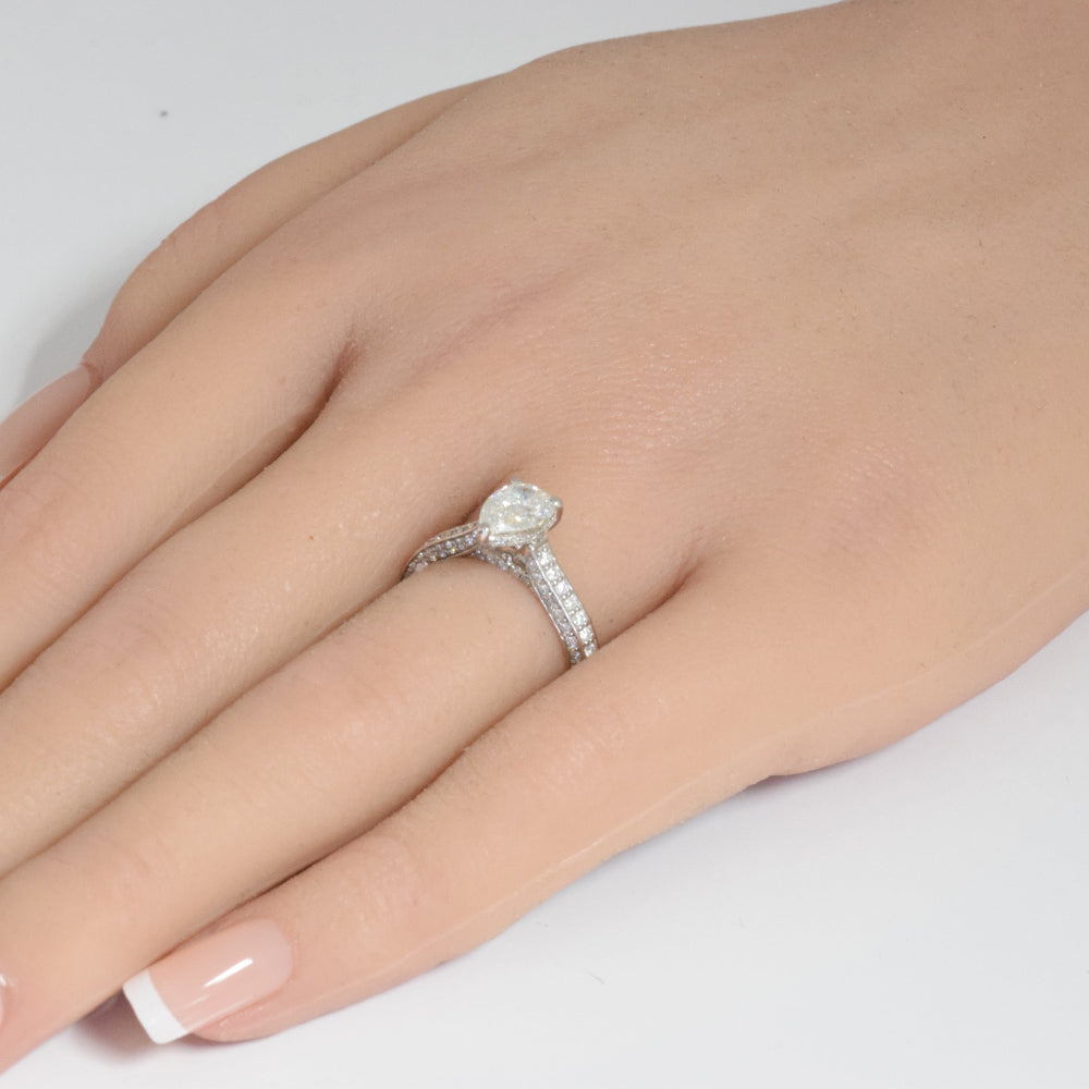 SPECIAL!1.81ct G SI 14K White Gold Pear Shape Diamond Engagement Ring Size 6.5