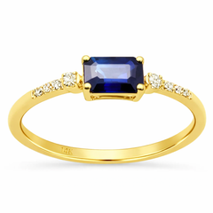 SPECIAL! .65ct G SI 14K Yellow Gold Diamond & Blue Sapphire Gemstone Ring Size 6.5