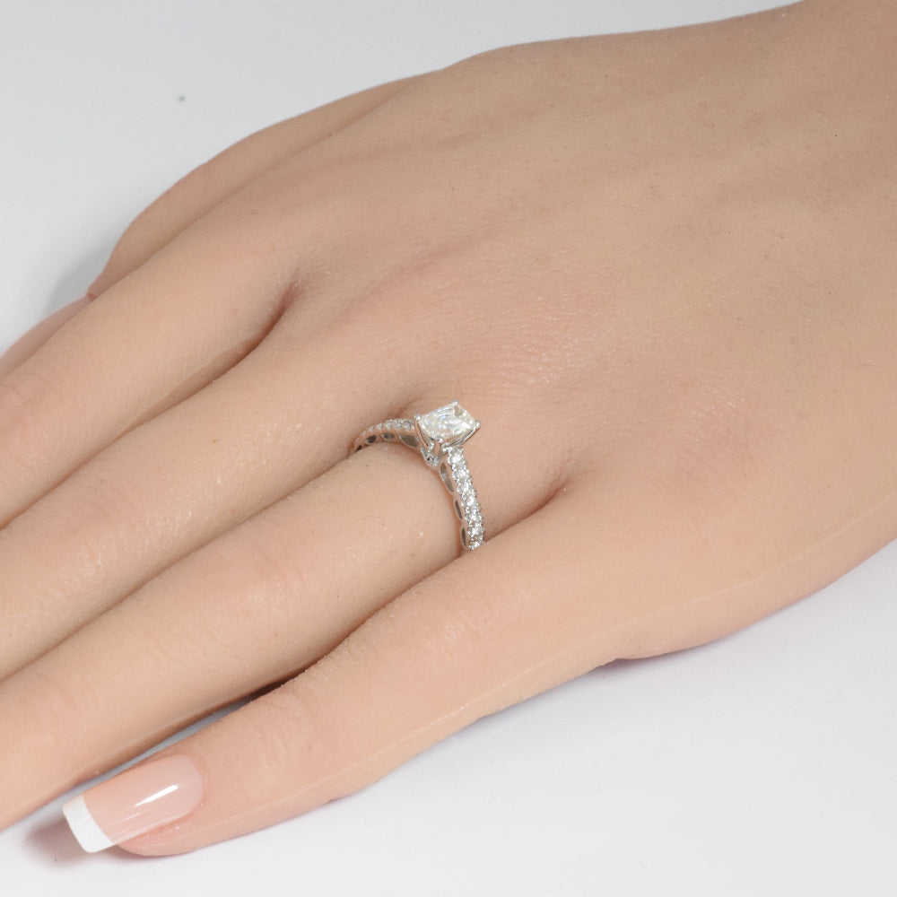 SPECIAL!.71ct G SI 14K White Gold Diamond Radiant Cut Engagement Ring Size 6.5