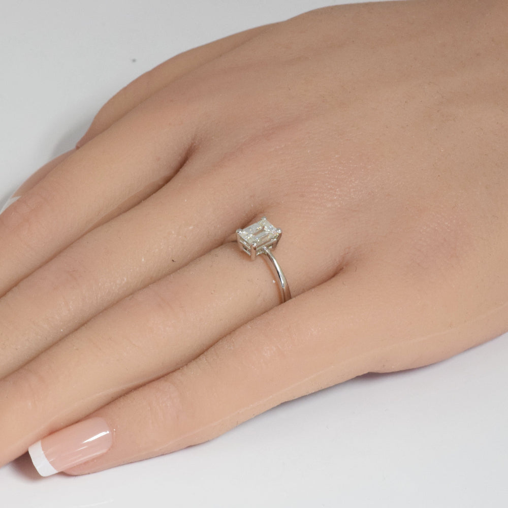 SPECIAL!.90ct G SI 14K White Gold Emerald Cut Diamond Solitaire Engagement Ring Size 6.5