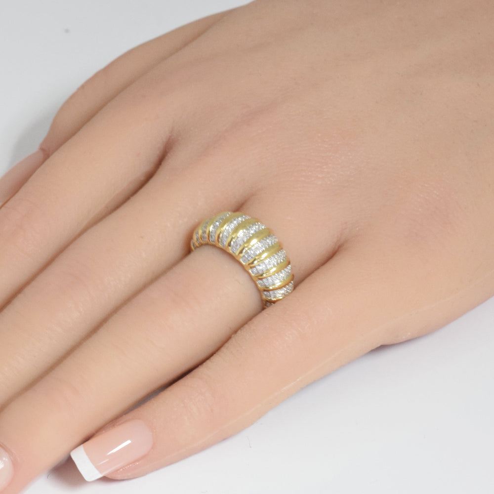 SPECIAL!.36ct G SI 14K Yellow Gold Diamond Dome Band Ring Size 6.5