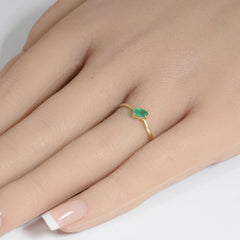 .19ct G SI 14K Yellow Gold Emerald Gemstone Solitaire Ring Size 6.5
