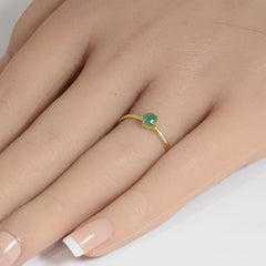 .27ct G SI 14K Yellow Gold Emerald Gemstone Solitaire Ring Size 6.5