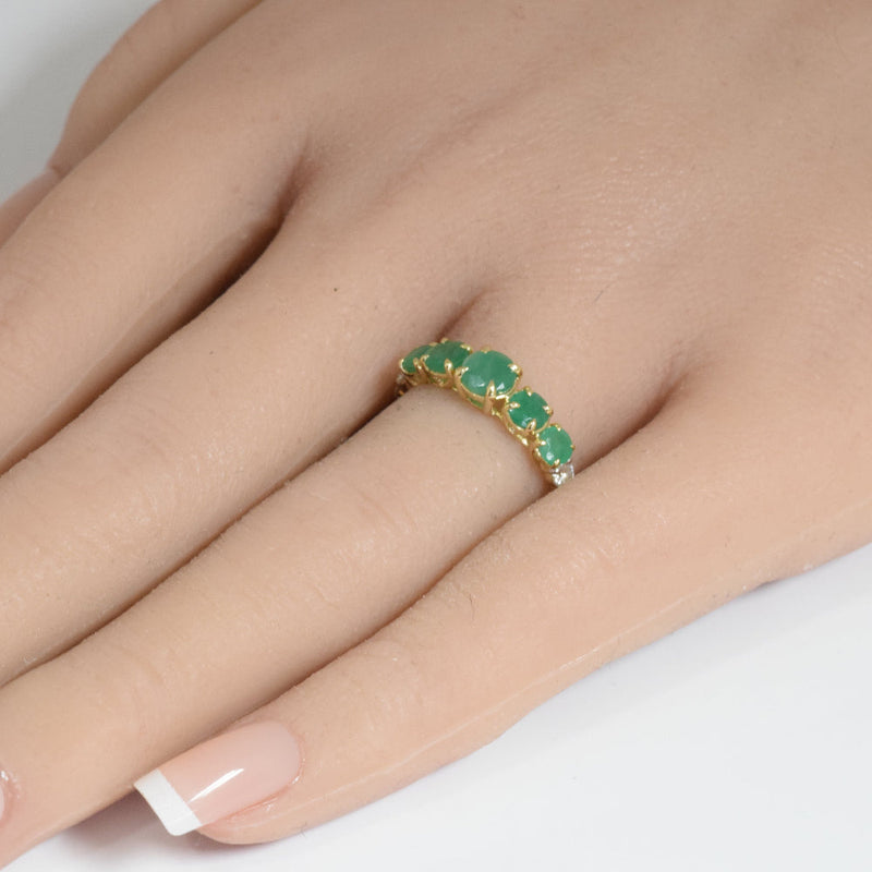 SPECIAL!1.52ct G SI 14K Yellow Gold Diamond & Emerald Gemstone Ring Size 6.5