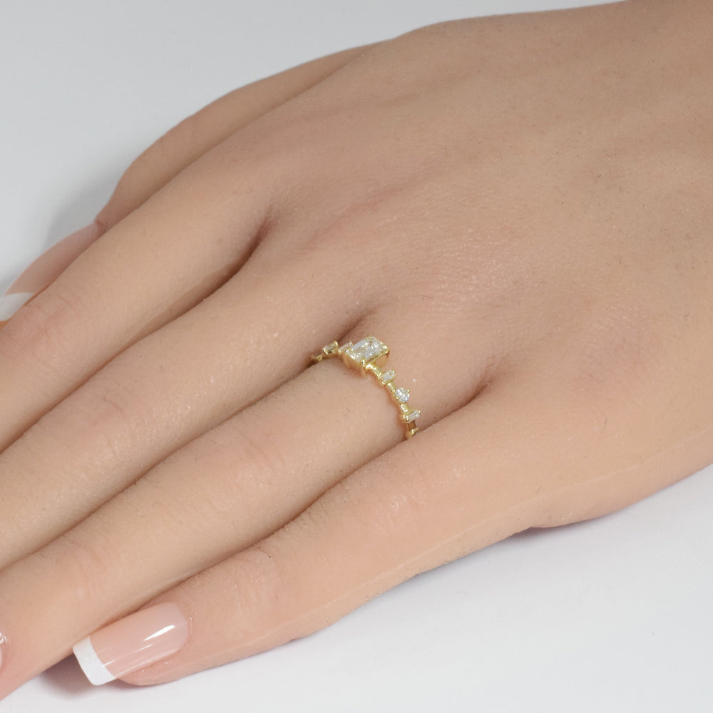 SPECIAL!.52ct G SI 14K Yellow Gold Emerald Cut Diamond Engagement Ring Size 6.5