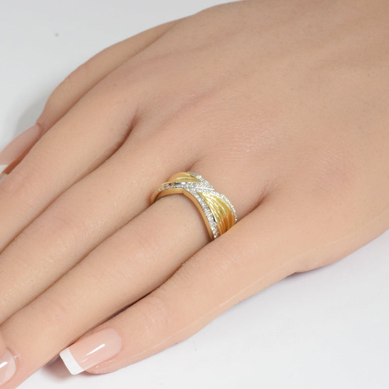 SPECIAL!.33ct G SI 14K Yellow Gold Trendy Style Womens Diamond Ring Size 6.5