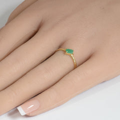 .26ct G SI 14K Yellow Gold Emerald Gemstone Solitaire Ring Size 6.5