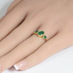 SPECIAL!1.18ct G SI 14KT Yellow Gold Oval Shape Emerald Gemstone Ring Size 6.5