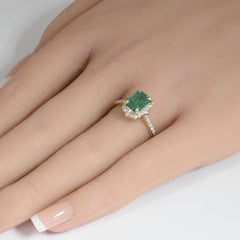 SPECIAL!1.84ct G SI 14K Yellow Gold Diamond & Emerald Gemstone Ring Size 6.5