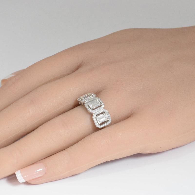 SPECIAL! 1.90ct G SI 14K White Gold Diamond & Emerald Cut Engagement Ring Size 6.5