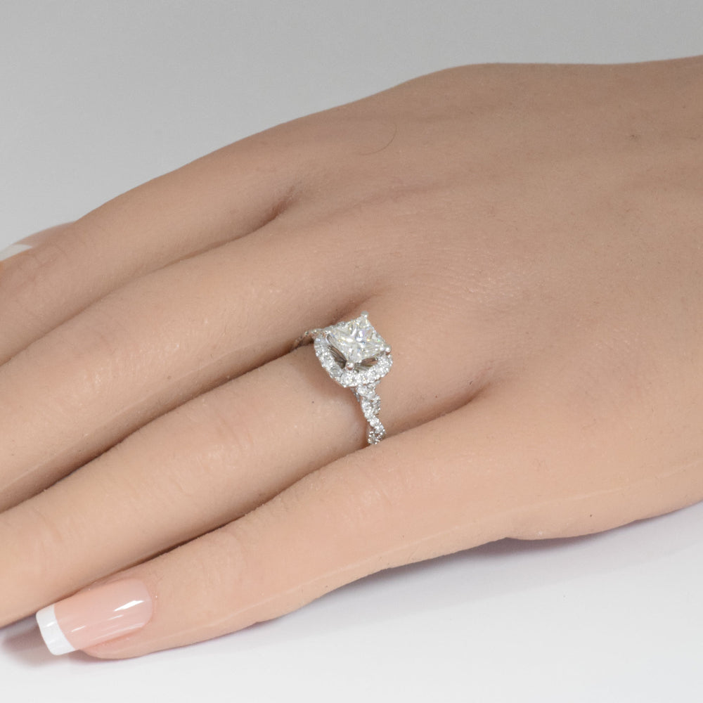 SPECIAL!1.54ct G SI 14K White Gold Princess cut Diamond Engagement Ring Size 6.5