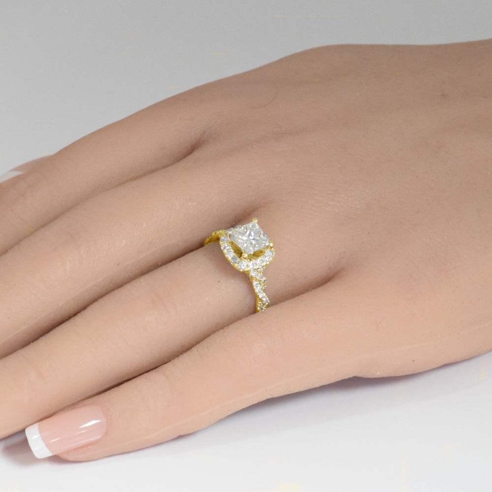SPECIAL!1.53ct G SI 14K Yellow Gold Diamond Princess Cut Engagement Ring Size 6.5