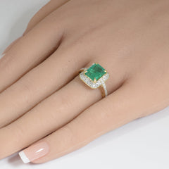 SPECIAL!2.68ct G SI 14K Yellow Gold Diamond & Emerald Gemstone Ring Size 6.5