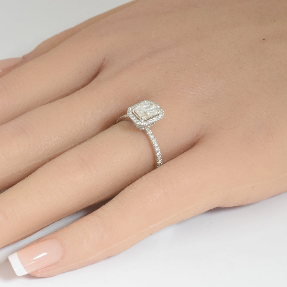 SPECIAL!1.11ct G SI 14K White Gold Radiant Cut Diamond Engagement Ring Size 6.5