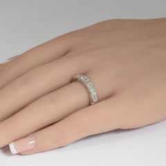 SPECIAL!1.53ct G SI 14K White Gold Emerald Cut Diamond East West Half Eternity Ring Band Size 6.5