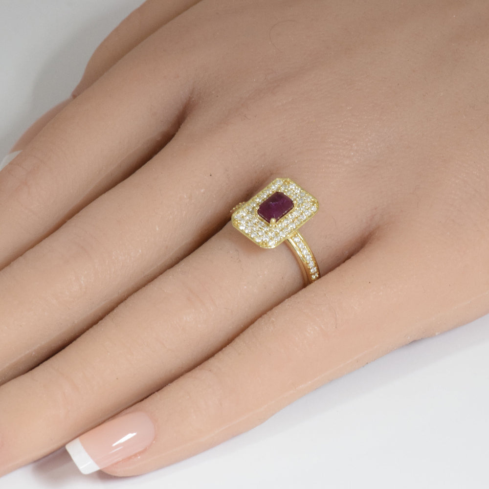 SPECIAL!1.32ct G SI 14K Yellow Gold Diamond & Ruby Gemstone Ring Size 6.5