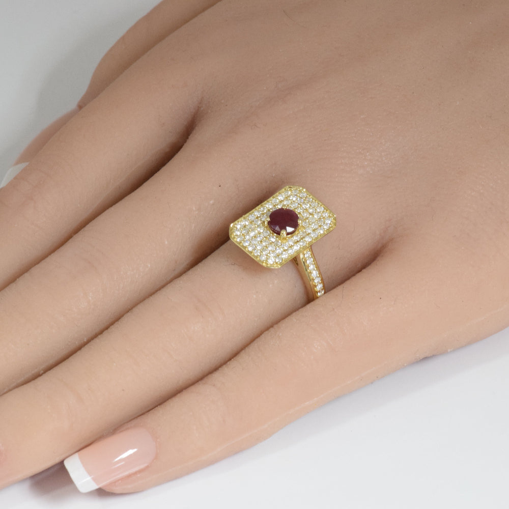 SPECIAL!1.45ct G SI 14K Yellow Gold Diamond & Ruby Gemstone Ring Size 6.5