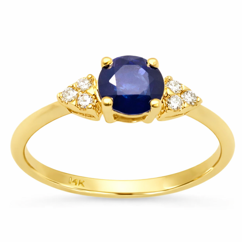 SPECIAL!1.01ct Gemstones G SI 14K Yellow Gold Diamond & Blue Sapphire Gemstone Ring Size 6.5