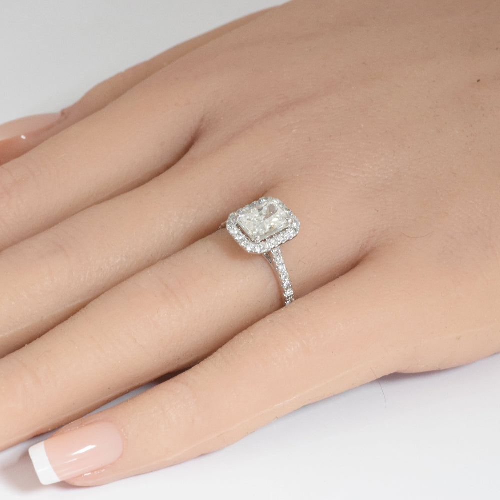 SPECIAL!1.40ct G SI 14K White Gold Diamond Radiant Diamond Engagement Ring Size 6.5