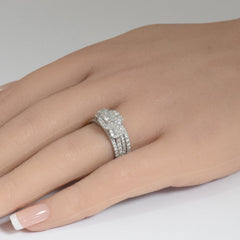 SPECIAL!1.54ct G SI 14K White Gold Diamond Three Emerald Cut Stone Engagement Ring Size 6.5