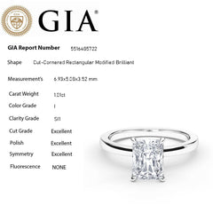 SPECIAL! 1.01ct I-SI1 GIA CERTIFIED 14K White Gold Radiant Cut Diamond Solitaire Ring Band Size 7