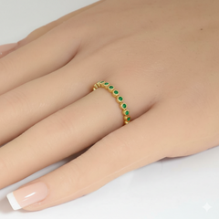 .14ct G SI 14kt Yellow Gold Emerald Gemstone Bezel Set Ring Size 6.5