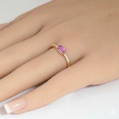 SPECIAL! .62ct G SI 14kt Yellow Gold Diamond & Pink Sapphire Gemstone Ring Size 6.5