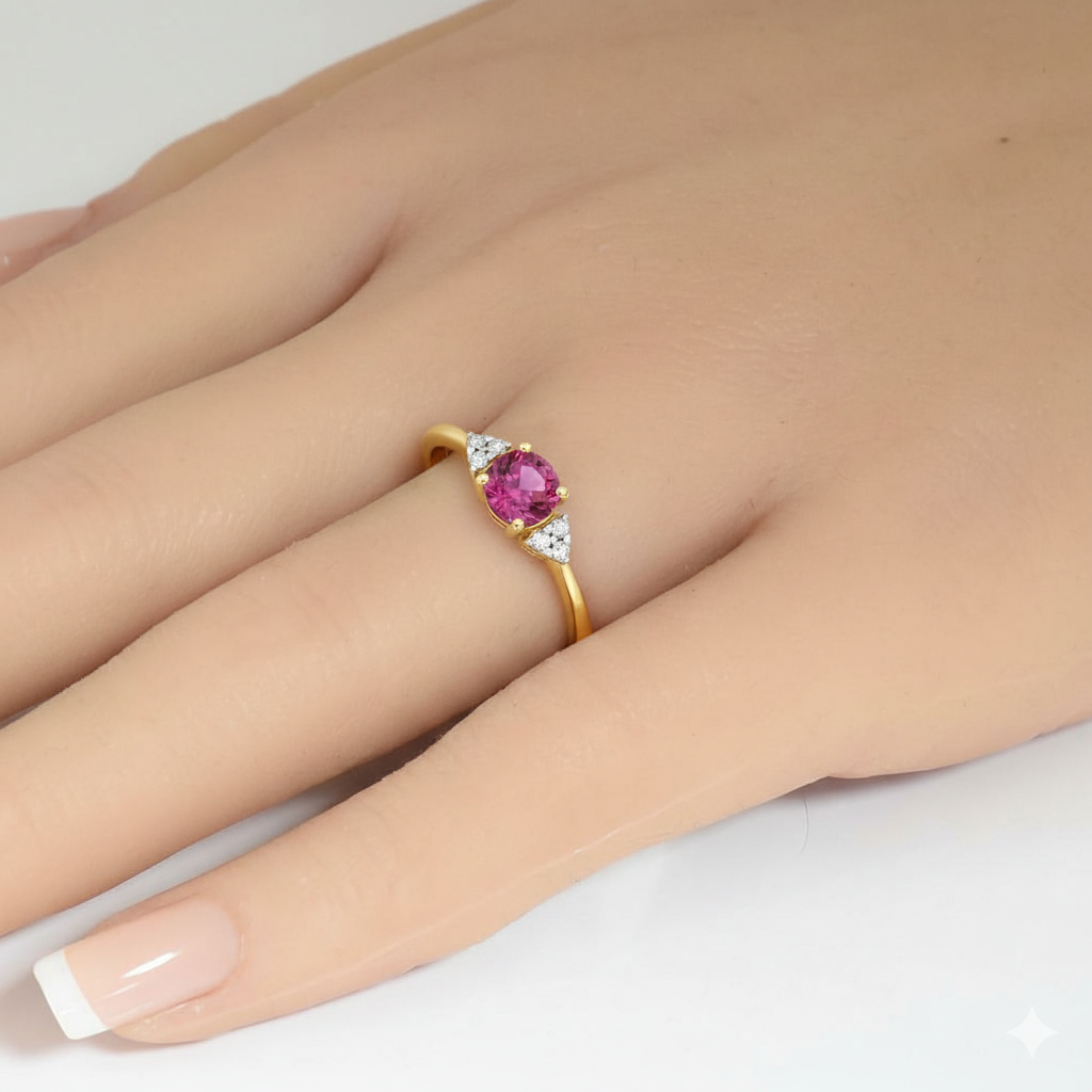 SPECIAL! 1.03ct G SI 14kt Yellow Gold Diamond & Pink Sapphire Gemstone Ring Size 6.5