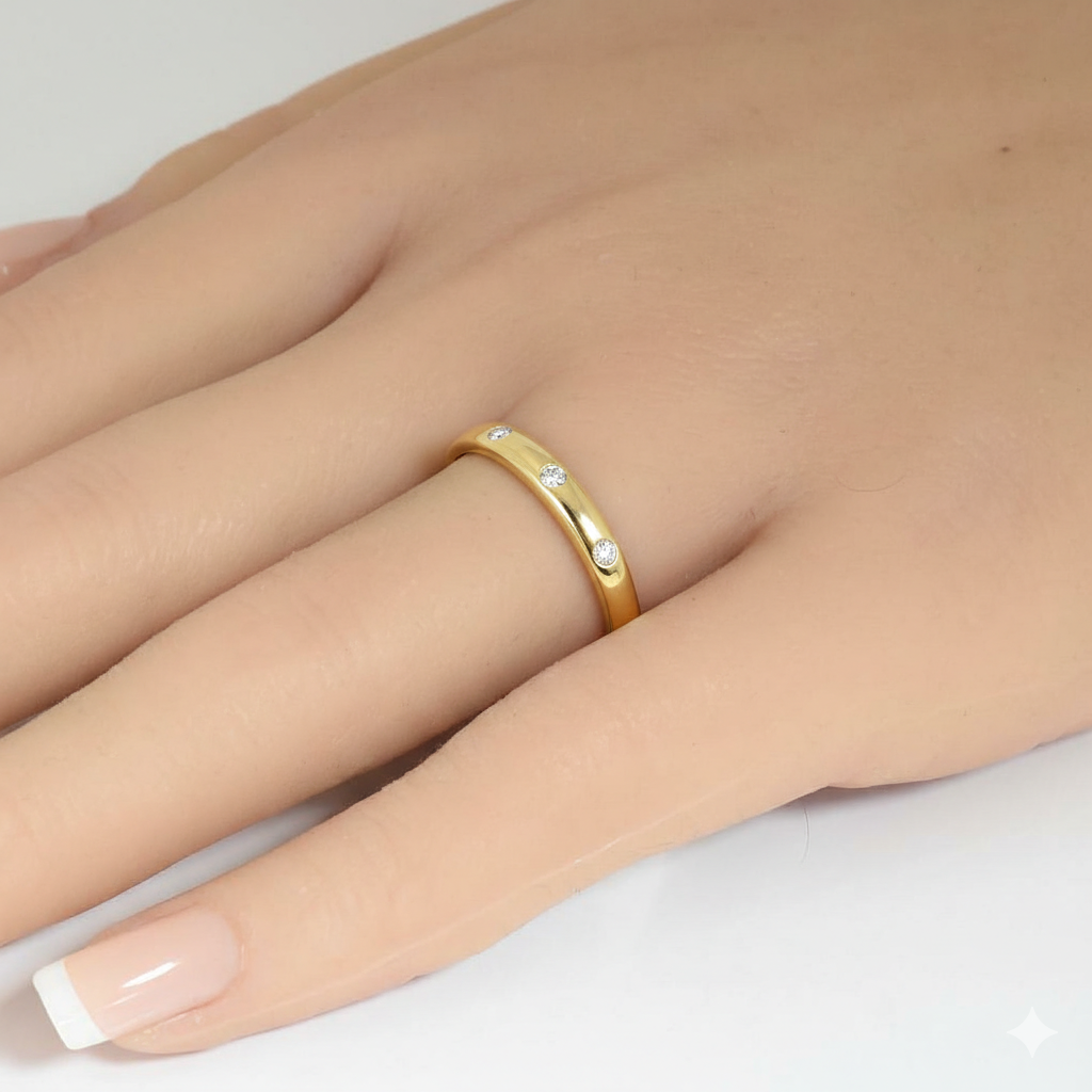SPECIAL! .13ct G SI 14kt Yellow Gold Diamond Bezel Set Band Ring Size 6.5