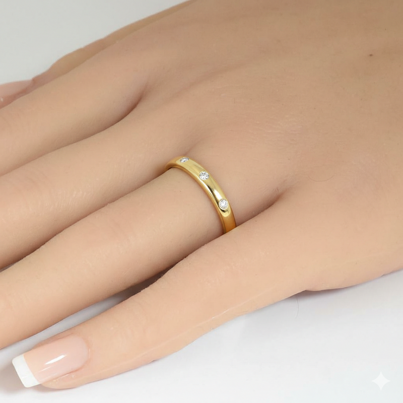 SPECIAL! .13ct G SI 14kt Yellow Gold Diamond Bezel Set Band Ring Size 6.5