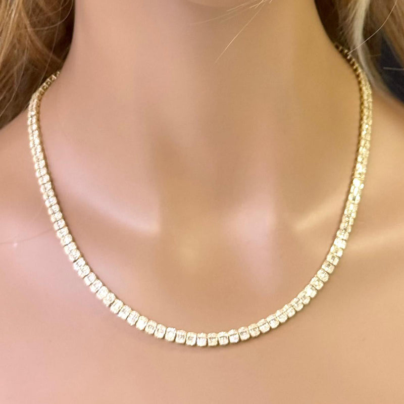 SPECIAL!6.05ct G SI 14K Yellow Gold Round & Baguette Diamond Tennis Necklace 22" Long