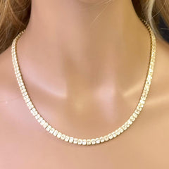 SPECIAL!4.78ct G SI 14K Yellow Gold Round & Baguette Diamond Unisex Tennis Necklace 18" Long
