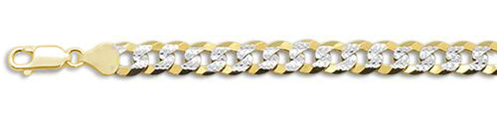CLOSEOUT 20% OFF!  300-14MM Yellow Gold Plated Flat Pave Curb Chain Sterling Silver Made in Italy Available in 8"- 30" inches NEW