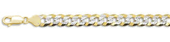 CLOSEOUT 20% OFF!  300-14MM Yellow Gold Plated Flat Pave Curb Chain Sterling Silver Made in Italy Available in 8"- 30" inches NEW