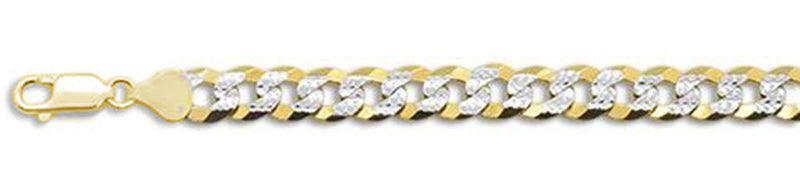 CLOSEOUT 20% OFF!  300-14MM Yellow Gold Plated Flat Pave Curb Chain Sterling Silver Made in Italy Available in 8"- 30" inches NEW