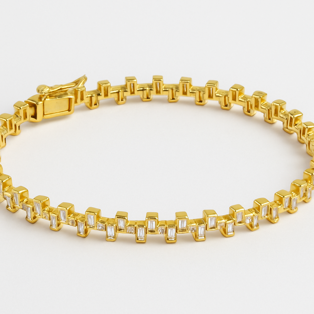 SPECIAL! .94ct G SI 14K Yellow Gold Round & Baguette Diamond Bangle Bracelet