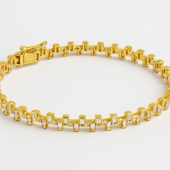 SPECIAL! .94ct G SI 14K Yellow Gold Round & Baguette Diamond Bangle Bracelet