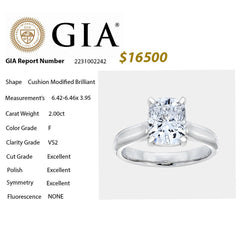 SPECIAL! 2.00CT F VS2  GIA CERTIFIED Cushion Modified Brilliant Radiant Cut Natural Diamond