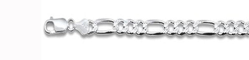 250-10MM Pave Figaro Chain .925  Solid Sterling Silver Available in 8"- 28" inches NEW