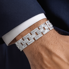 DIAMOND CLOSEOUT!  11.50ct G SI 14KT White Gold Diamond Round & Baguette Bracelet 8.5"