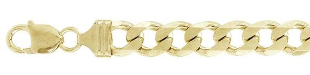 CLOSEOUT 20% OFF!  350-15.5MM Yellow Gold Plated Flat Curb Chain Made in Italy Available in 9"- 30" inches