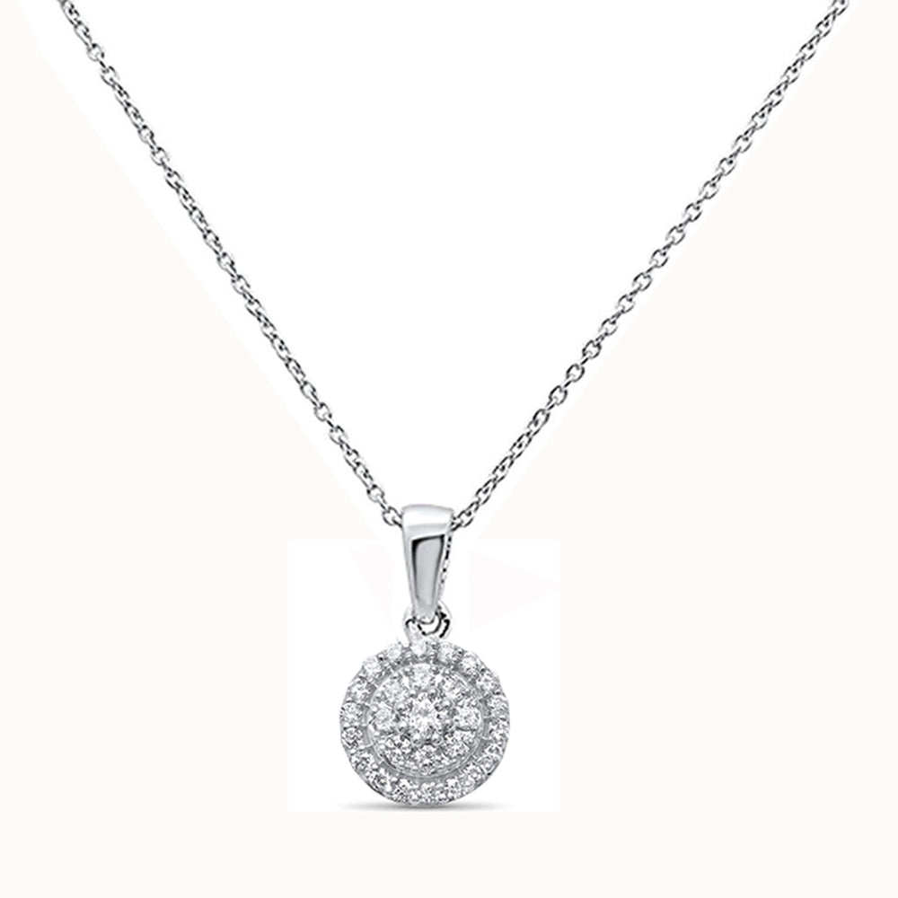 DIAMOND CLOSEOUT!  .31ct G SI 14kt White Gold Round Diamond Pendant 18" Long