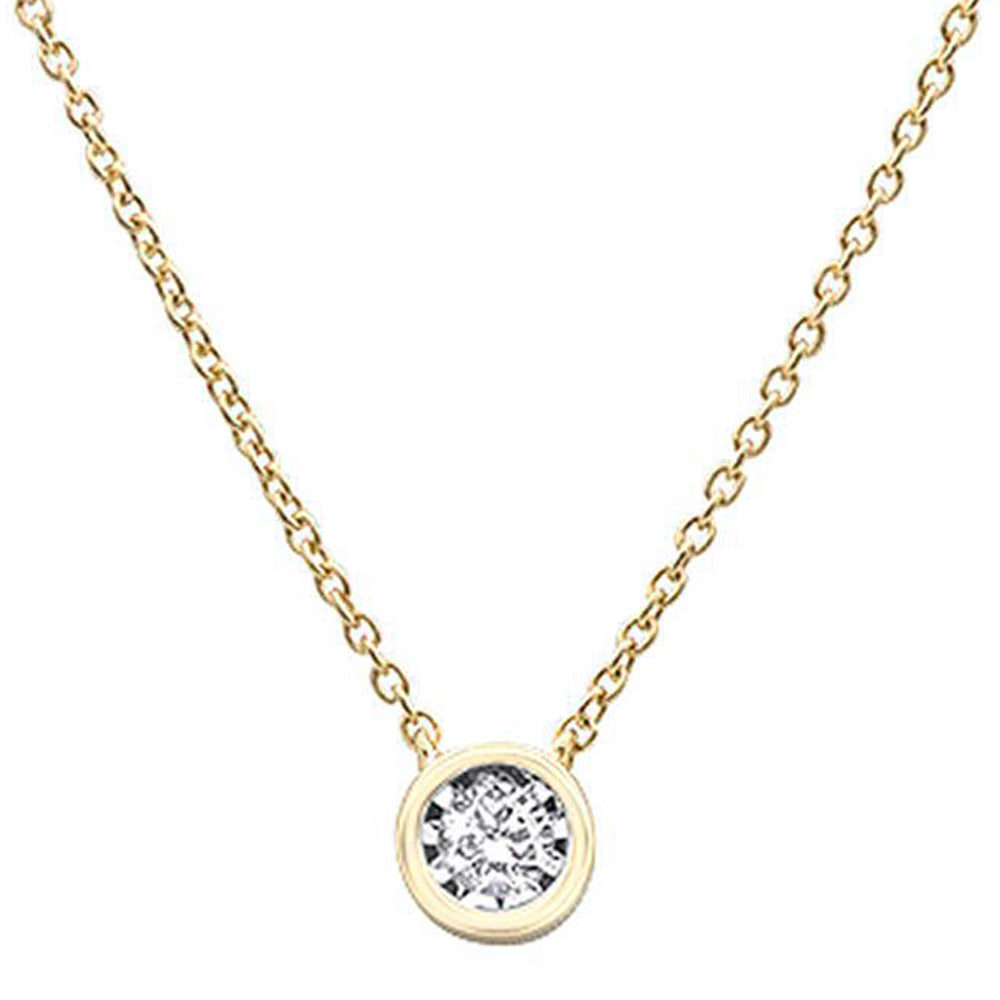 DIAMOND CLOSEOUT! .10ct 14k Yellow Gold Diamond Solitaire Drop Bezel Pendant Necklace 18"