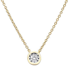 DIAMOND CLOSEOUT! .10ct 14k Yellow Gold Diamond Solitaire Drop Bezel Pendant Necklace 18"