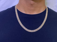 DIAMOND CLOSEOUT!  9MM 10.74ct 14k Yellow Gold Diamond Square Cuban Necklace 22"