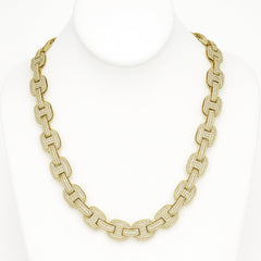 DIAMOND  CLOSEOUT! 15mm 29.63ct G SI 14K Yellow Gold Iced Out Diamond Round & Baguette Necklace 22"
