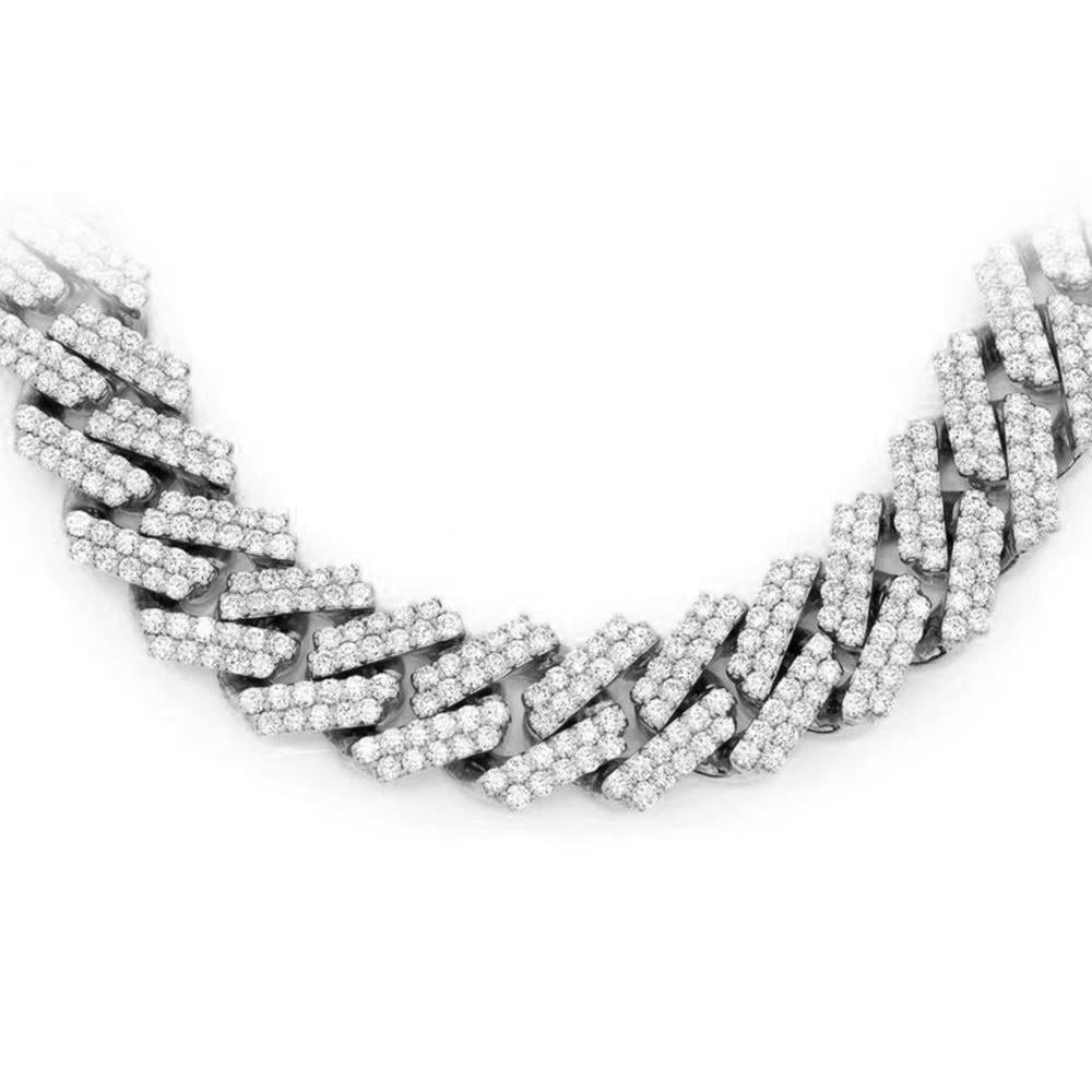 SPECIAL!7MM 4.26ct G SI 14K White Gold Diamond Square Cuban Necklace 18"